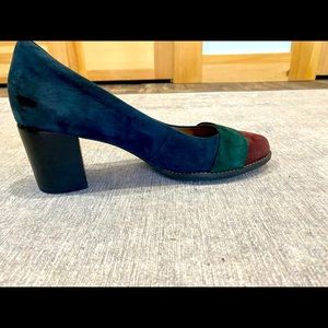Suede Clark’s chunky heels